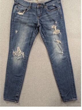 Abercrombie & Fitch Women's Ripped Blue Skinny Jeans Ankle